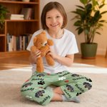 Personliga 1-4 foton av husdjursansikten tassavtryck flerfärgade pyjamasbyxor för barn kvinna man med dragsko för dagligt bruk födelsedagspresent för husdjursälskare