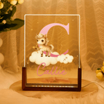 Personalized 12 Zodiac Animals Acrylic LED Night Light with Wooden Base and Name Birthday Anniversary Gift for Family Kids