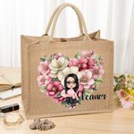 Sac en toile de jute avec nom Cadeau de Saint-Valentin pour ami(e) famille