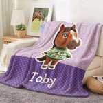 Personalisierte niedliche Chibi Stil Haustier Villager Charakter Multicolor weiche Decke mit Namen täglichen Gebrauch Geburtstagsgeschenk für Tierbesitzer werfen