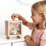 Personalised Cute Flower Wreath Animals Wooden Money Box Piggy Bank with Name Children's Day Birthday Gift for Kids