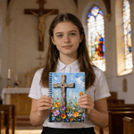 Personalised Flower Cross A5 Spiral Notebook with Name and 120 Lined Pages Birthday Back to School Birthday Gift for Christian Student