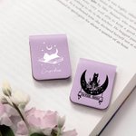 Segnalibro in pelle magnetico personalizzato con nome e gatto magico floreale regalo di compleanno per amanti dei libri e gatti