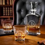 Personalized Wreath Initial Whiskey Decanter with Name Bar Accessory Father's Day Gift for Men Whiskey Lovers