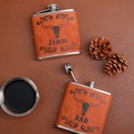 Flasque en cuir PU avec nom pour la fête des pères Cadeau d'anniversaire pour mari et garçon d'honneur