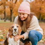 Gorro de punto personalizado suave con flor de nacimiento y nombre bordado accesorio diario regalo de cumpleaños para mujeres y hombres