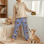 Personliga 1-4 foton av husdjursansikten Flerfärgat hjärta Barn Kvinna Man Pyjamasbyxor med namn och dragsko Dagligt bruk Födelsedagspresent för husdjursälskare Ägare