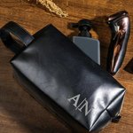 Neceser de cuero PU impermeable con asa personalizado con monograma regalo de aniversario para los esposos regalo para el Día del Padre para hombre