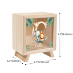 Personalized Cute Cartoon Forest Animals Wooden Money Box Piggy Bank with Name and Initial Children's Day Birthday Gift for Kids