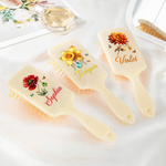 Personalized Butterfly Birth Flower Gemstone Hair Brush Anti-Static Massage Comb with Name Anniversary Birthday Gift for Girlfriend Bridesmaid