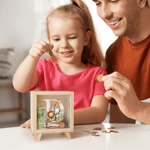 Personalized Cute Cartoon Forest Animals Wooden Money Box Piggy Bank with Name and Initial Children's Day Birthday Gift for Kids