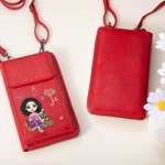 Cartera personalizada de cuero PU con personaje de dibujos animados flor de nacimiento y nombre regalo de cumpleaños para familia y amigos