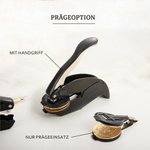 Personalisierter Buchpräger mit eigenem Logo oder Text und Aufbewahrungstasche Prägestempel Geburtstag Jahrestag Geschenk für Bücherliebhaber