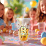 Personalisierte niedliche Hase 16 oz Ostern Stroh Wasserflasche mit Namen und Initialen täglichen Gebrauch Ostern Party Geschenk für Kinder Freunde