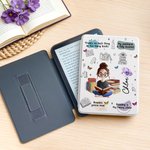 Personalized Birth Flower Cartoon Reading Girl Kindle Case with Name and Bookish Quote Birthday Gift for Book Lovers Bookworms