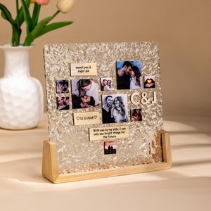 Cornice in acrilico personalizzata con a forma di cuore 9 foto base in legnoregalo decorativo di San Valentino e anniversario