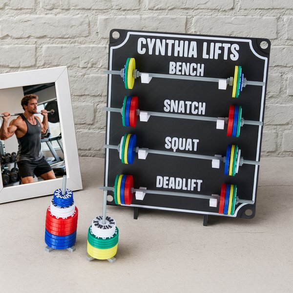 Personalised Coloured Removable Mini Barbells Weightlifting Tracking Board with Text Home Gym Gift for Coaches Fitness Lovers