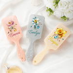 Personalized Butterfly Birth Flower Gemstone Hair Brush Anti-Static Massage Comb with Name Anniversary Birthday Gift for Girlfriend Bridesmaid