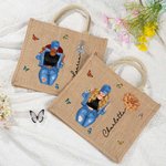 Personalisierte Cartoon Mode Mädchen Geburt Blume große Jute Tote Tasche mit Namen Reisen wesentliche Geburtstag Geschenk für Frauen