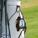 Personalised Cartoon Golf Character PU Leather Golf Ball & Tee Holder Pouch with Name and Belt Clip Sport Accessories Birthday Gift for Golf Players