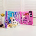 Sac Cabas Transparent Imperméable Personnalisé avec Nom Accessoire de Plage et Vacances pour Femme Fille