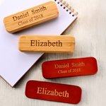 Personalized Double Wood Ballpoint Pen Set with Engraved Text and Wooden Pen Case Birthday Thank You Gift for Teacher Colloeague