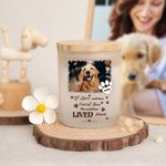 Personlig Forever Loved Pet Foto Paw Print Ljusburk med namn LED-ljus och trälock Sympati Pet Loss Minnesgåva för husdjursägare