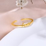 Personalized Minimalist Style Circle Open Sterling Silver Ring with 2-4 Names Birthday Anniversary Gift for Family Couples