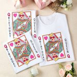 Personnalisé Reine de Coeur Carte à jouer Anniversaire T-shirt 100% coton avec nom Cadeau d'Anniversaire pour Femmes Filles