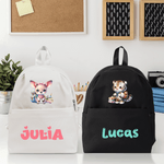 Personalized Cute Cartoon School Animal Multi-Compartment Kid Backpack with Name Back to School Gift for Boys Girls