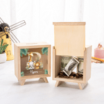 Personalized Cute Cartoon Forest Animals Wooden Money Box Piggy Bank with Name and Initial Children's Day Birthday Gift for Kids