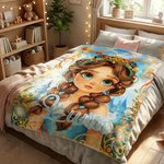 Personalized Dazzling Black Little Girl Soft Throw Blanket with Name Home Decor Birthday Gift for Black Girls