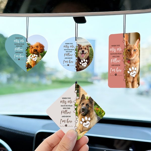 Personalised Paw Print Pet Photo Car Air Freshener Ornament with Name Car Interior Decor Sympathy Memorial Gift for Pet Owners Lovers