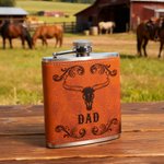 Flasque en cuir PU avec nom pour la fête des pères Cadeau d'anniversaire pour mari et garçon d'honneur