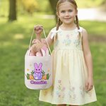 Personalised Cute Easter Bunny-In-Egg Bunny Ears Basket with Name Easter Eggs Hunting Party Favors Gift for Boys Girls