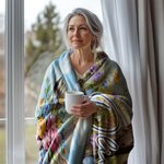 Personalized Oil Painting Style Cross Flower Soft Throw Blanket with Name Christian Birthday Easter Gift for Christians