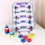 Personalized Colored Removable Mini Barbells Weightlifting Tracking Board with Text Home Gym Gift for Coaches Fitness Lovers