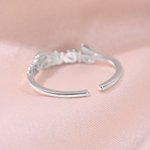 Personalized Minimalist Style Circle Open Sterling Silver Ring with 2-4 Names Birthday Anniversary Gift for Family Couples