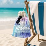 Personlig Gradient Färg Ordmoln Dragsko Strandryggsäck med namn Strandfest Födelsedagspresent för barn Vuxna