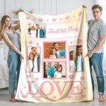 Personalised Love Heart Couple Photos Soft Throw Blanket with Couple Names Valentine's Day Anniversary Gift for Couple