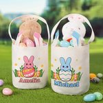Personalised Cute Easter Bunny-In-Egg Bunny Ears Basket with Name Easter Eggs Hunting Party Favors Gift for Boys Girls