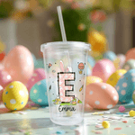 Personalisierte niedliche Hase 16 oz Ostern Stroh Wasserflasche mit Namen und Initialen täglichen Gebrauch Ostern Party Geschenk für Kinder Freunde