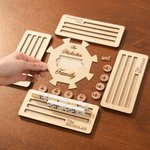 Custom Wooden Mexican Train Domino Hub & Holder - Engraved Basswood Set 11 or 15 Holder, Gift for Family