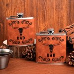 Flasque en cuir PU avec nom pour la fête des pères Cadeau d'anniversaire pour mari et garçon d'honneur