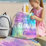 Personlig Gradient Färg Ordmoln Dragsko Strandryggsäck med namn Strandfest Födelsedagspresent för barn Vuxna