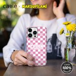 Personalised Cartoon Marsupilami Checkerboard Phone Case for iPhone with Name Daily Use Birthday Gift for Women Girls | Callie × Marsupilami®