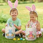 Personalised Cute Easter Bunny-In-Egg Bunny Ears Basket with Name Easter Eggs Hunting Party Favors Gift for Boys Girls