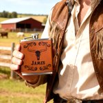 Flasque en cuir PU avec nom pour la fête des pères Cadeau d'anniversaire pour mari et garçon d'honneur