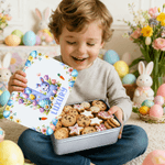 Personalised Cute Cartoon Bunny Easter Eggs Food Grade Metal Biscuit Tin Storage Box with Name Easter Gift for Family Kids