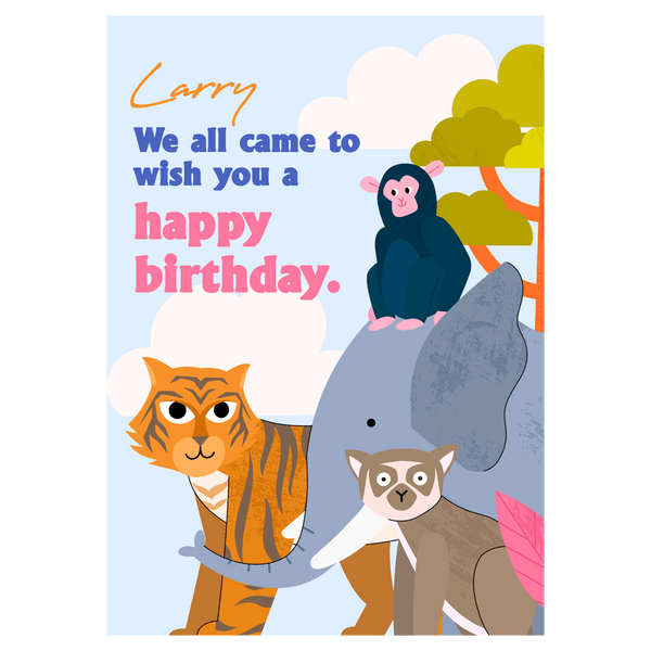 Jungle Animal Gang Birthday Ecard